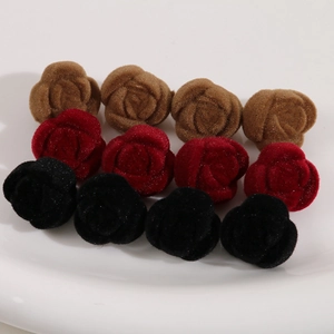 Breloques de fleurs rose velours pour bijoux DIY en bordeaux, noir et marron fonce