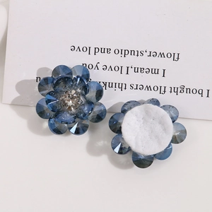 Coppia di ciondoli a fiore in cristallo blu per accessori per capelli fai-da-te fatti a mano
