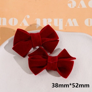 Handmade red velvet bow hair clips for women, set of two, measuring 38mm by 52mm size