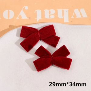 Handmade wine red velvet bow accessories 29mmx34mm for DIY hairpins and clothing decoration