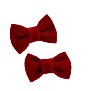 Handmade burgundy velvet bow hair accessories for women in a classic double-wing design