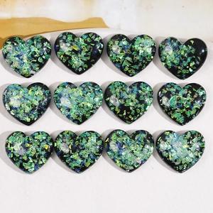 Versatile Resin Heart Flatback Glitter Sequins Aurora DIY Accessories For Phone Case Hair Clips Earrings Jewelry Crafting