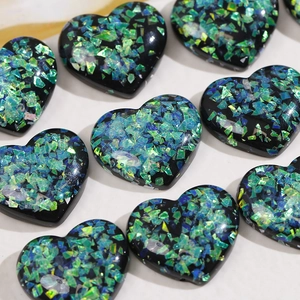 Glitter resin heart charms with galaxy foil flakes for DIY jewelry and phone case making