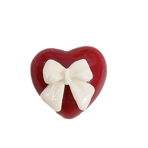 Pendentifs cœur rouge en résine avec nœud blanc pour bijoux DIY et accessoires