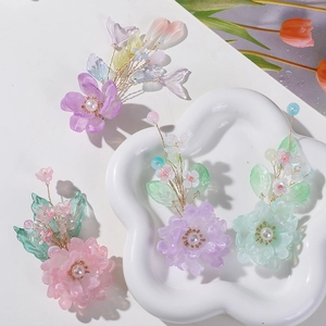 Parure d'accessoires cheveux faits main avec fleurs de perles et queue de sirène