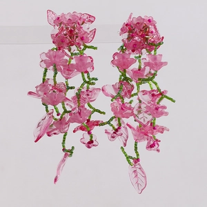 Handmade Beaded Flower Cluster Charms Glass Beads Floral DIY Material For Hairpins Earrings Accessories Jewelry Making Craft