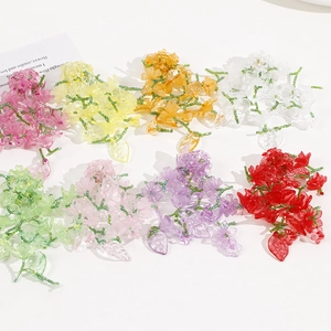 Close-up of colorful handmade resin flower clusters for DIY accessory making