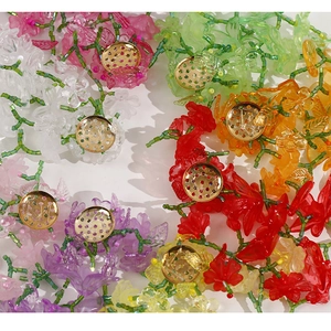 Colorful beaded flower accessories with golden metal base for DIY jewelry making