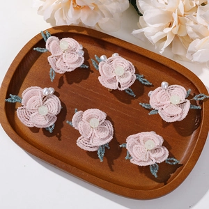 Accesorio de Joyería DIY de Flor de Cuentas de Vidrio y Perla Artificial Tejida a Mano Decoración Floral Botánica Elegante para Horquillas