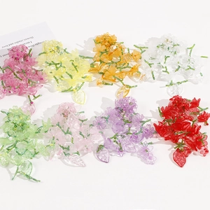 Colorful long acrylic flower clusters for DIY jewelry making in eight vibrant colors
