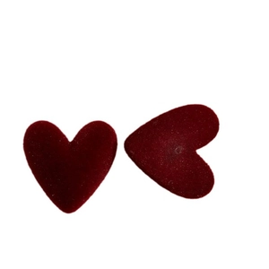 Ciondoli a cuore floccati rosso scuro bifacciali per custodie telefono e gioielli DIY