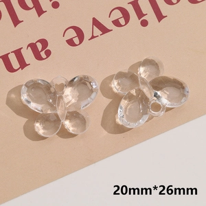 Transparent butterfly charms with faceted surface for DIY jewelry making 20x26mm