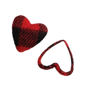 Sweet red and black plaid fabric heart charms for DIY jewelry and craft projects