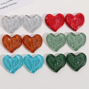 Resin Heart DIY Charms Ripple Texture Irregular Semi Transparent Marble Pattern Pendant Accessory For Jewelry Making Craft