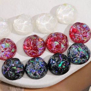 20mm gradient AB color round resin cabochons with laser foil for DIY jewelry making