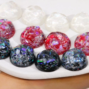 Macro view of 20mm gradient resin cabochons with diamond texture for DIY jewelry making
