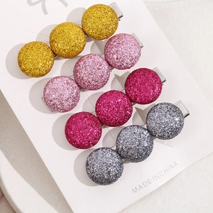 Lot de 10 barrettes rondes à paillettes de 15 mm avec base en métal et couleurs assorties