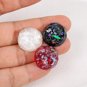 Iridescent 20mm gradient AB resin half-round beads for DIY jewelry and phone case making