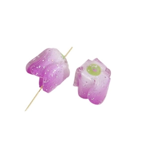 Sparkling purple tulip flower acrylic beads with glitter for DIY jewelry making