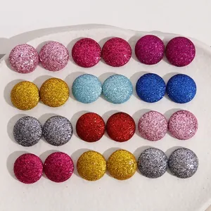 Boutons Magnétiques Pailletés Ronds De 15mm Patchs En Métal Brillant Pour Bijoux DIY Pinces À Cheveux Broches Hijab