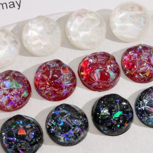 20mm gradient AB resin half-round beads with wavy texture for DIY jewelry making
