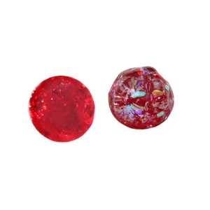 Red 20mm round resin cabochons with gradient glitter and iridescent foil for DIY crafts