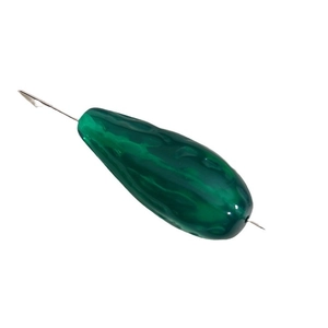 Translucent emerald green teardrop resin bead with textured surface for DIY jewelry