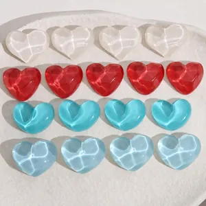 Patch in Resina a Forma di Cuore Design Increspatura dell'Acqua Dolce Traslucido Colorato Accessori per Gioielli DIY per Orecchini Custodia per Telefono Artigianato Fatto a Mano