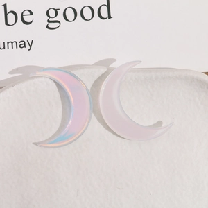 Pampilles demi-lune en acrylique holographique et blanc laiteux pour bijoux DIY