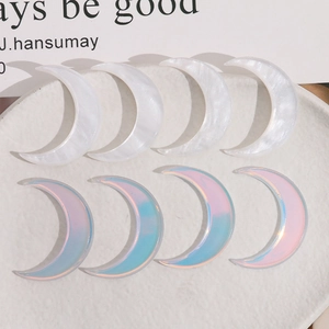 Perles en Acrylique en Forme de Croissant de Lune Iridescent Dégradé pour Accessoires de Bijoux DIY Matériaux de Coiffure