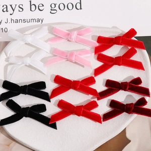 Handmade Velvet Bow DIY Jewelry Accessories Plush Ribbon Mini Bows For Hairpin Earring Clothing Decoration Crafting Supplies