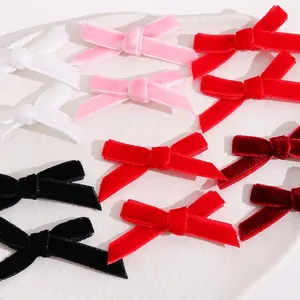 Handmade velvet ribbon bows in five colors for hair clips and DIY accessory decorations