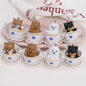 Cartoon Cute Teacup Dog Mini Pendant Mini Puppy Figurine DIY Decoration Bag Charm Home Office Desk Ornament Accessory