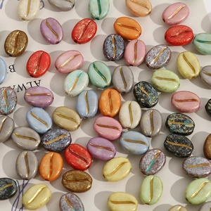 Kleurrijke acryl koffieboon kralen met gouden lijndetails voor DIY-sieraden