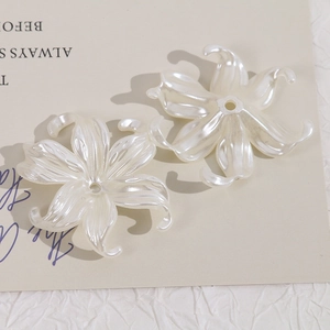 Irregular pearl white lily flower resin charms for DIY jewelry and hair accessories