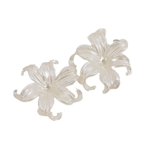 Pearlescent white lily flower resin charms for DIY jewelry making and hair accessories