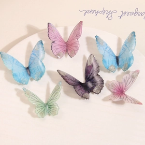 Sparkly butterfly resin charms in six pastel colors for DIY jewelry and hair accessories