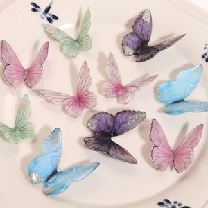 3D glitter butterfly accessories for DIY jewelry in assorted gradient pastel colors