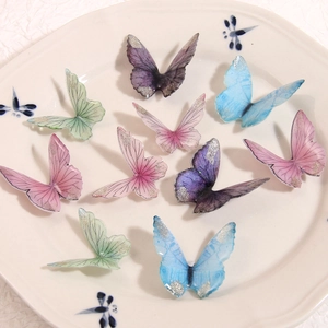 Colorful 3D butterfly DIY charms with glitter edges for jewelry and hair accessories