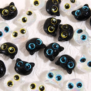 Simpatiche Perline in Acrilico a Testa di Gatto Colore AB Grandi Occhi Perline a Forma di Animale per Creazione Gioielli DIY