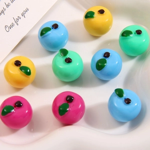Mini perle di mele in resina per artigianato fai-da-te in giallo, blu, verde e magenta