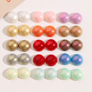 Cuentas de Media Perla Artificial Acrílicas Perla Artificialdas Redondas de 18mm para la Creación de Joyas DIY Pendientes Accesorios de Decoración de Fundas de Teléfonos Cabujones de Resina de Colores Brillantes con Parte Posterior Plana