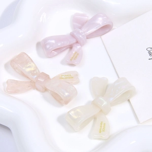 French Style Acetate Bow Hair Clip Pearlescent Marble Texture Elegant DIY Hairpin For Women Girls Daily Hair Accessories