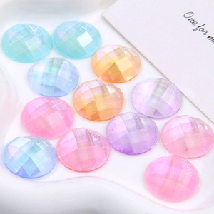 Iridescent aurora glitter resin round gems for DIY accessories in pastel macaron colors