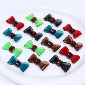 Chic acetic acid bow accessories with gold France logo for DIY hair clips