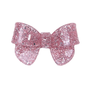 Pink glitter resin bow accessory with sparkly star effect for DIY hair clips and crafts