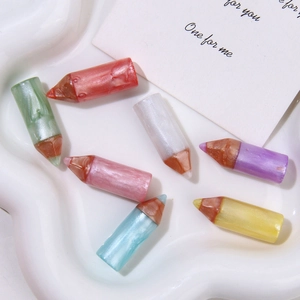 Colorful resin pencil-shaped DIY charms with pearl texture for jewelry making