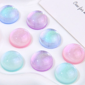 Glittery gradient resin dome cabochons for DIY earring and phone case crafts