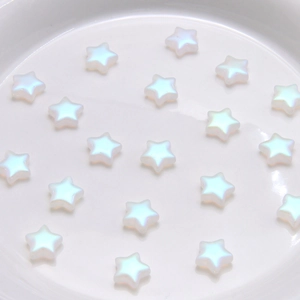 Pearly matte star glass beads for DIY jewelry making in translucent white finish
