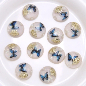 DIY Harz Cabochon Mit Schmetterling Goldene Rose Glitzer Künstliche Perle Rund Flatback Für Schmuckherstellung Handyhülle Deko